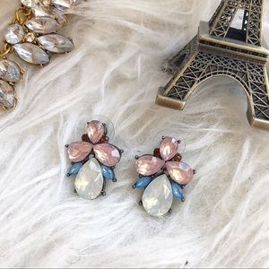 Pastel pink blue rhinestone earrings